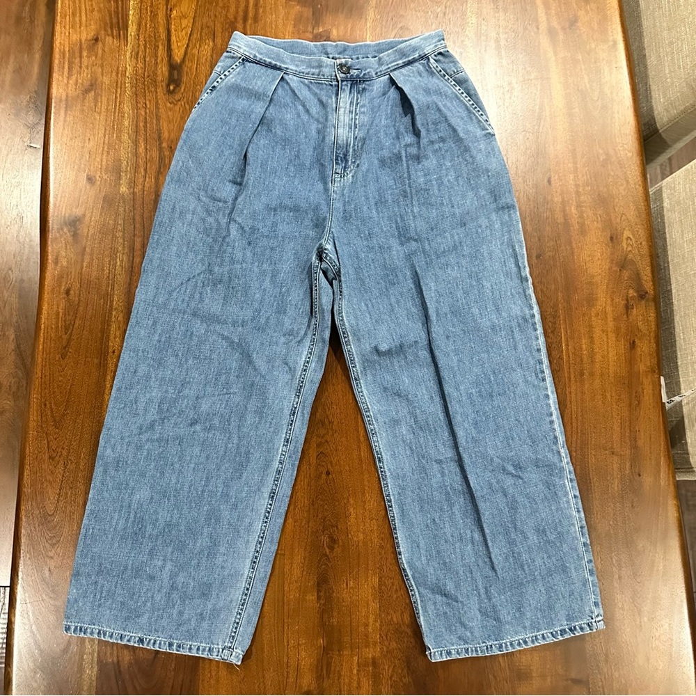 Free People Pleated Denim Wide Leg Trouser Size‎ Small Fall